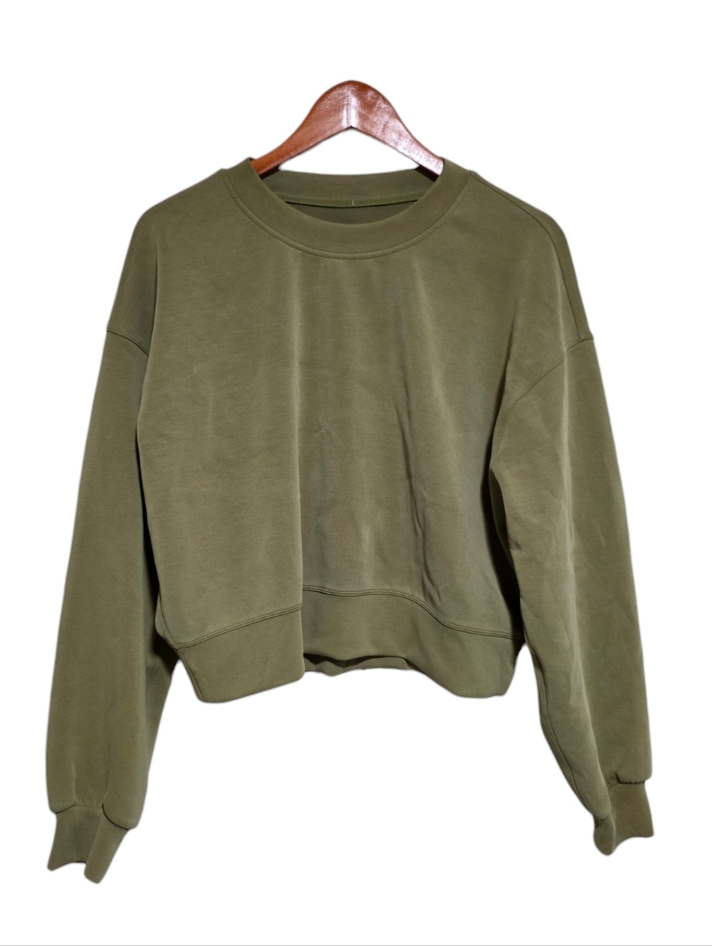 lululemon Perfectly Oversized Cropped Crew *Softstreme Bronze Green Size 8